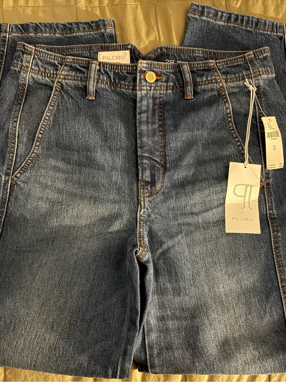 NWT Pilcro Women’s Dark Blue Denim Jeans wide leg sz 28